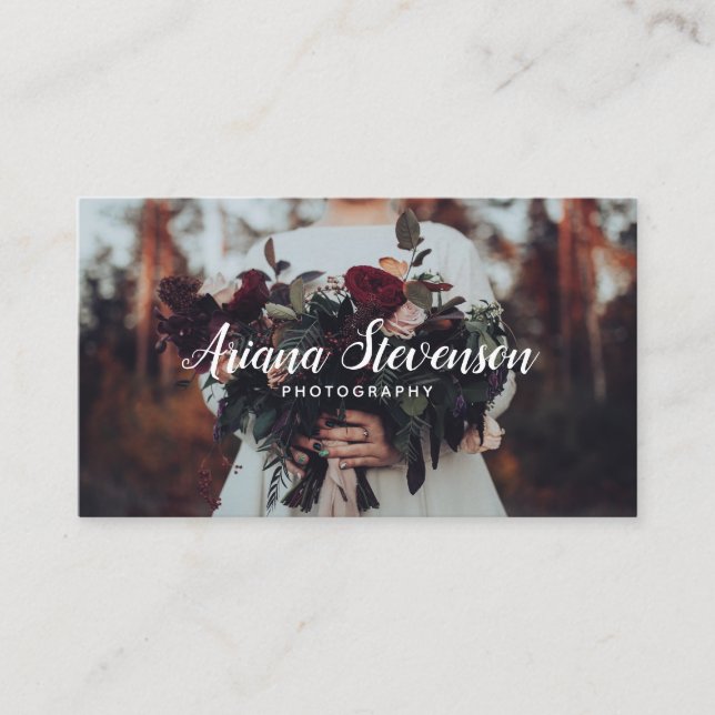 Elegant, handskrivet skript, foto med oformaterad  visitkort (Framsida)