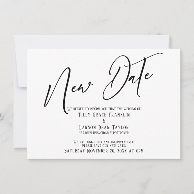 Elegant Handstil Ny Datum Enkel Annonsering Inbjudningar (Framsida)