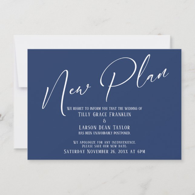 Elegant Handwriting Ny Plan Marin Annonsering Inbjudningar (Framsida)