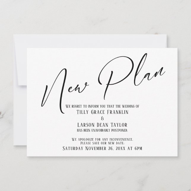 Elegant Handwriting Nytt Plan Enkel Annonsering Inbjudningar (Framsida)