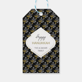 Elegant Hannuka-helgdagmönster Guld Presentetikett
