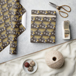 Elegant Hannuka-helgdagmönster Guld Presentpapper