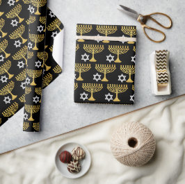 Elegant Hannuka-helgdagmönster Guld Presentpapper