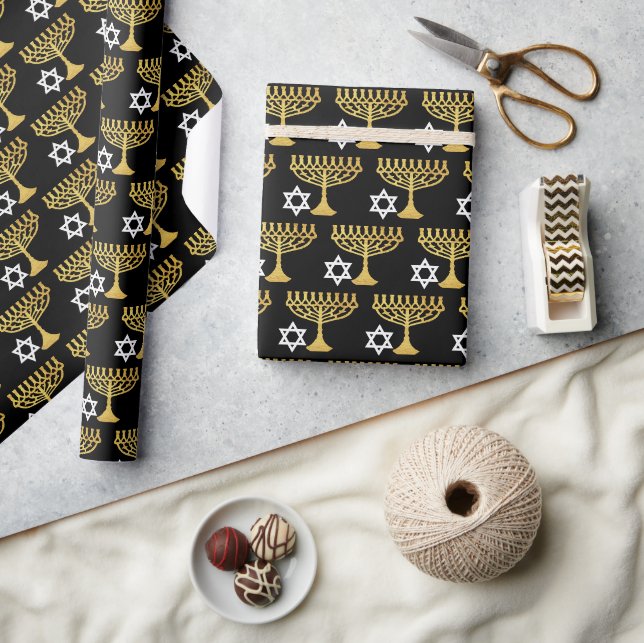 Elegant Hannuka-helgdagmönster Guld Presentpapper (Hantverk)