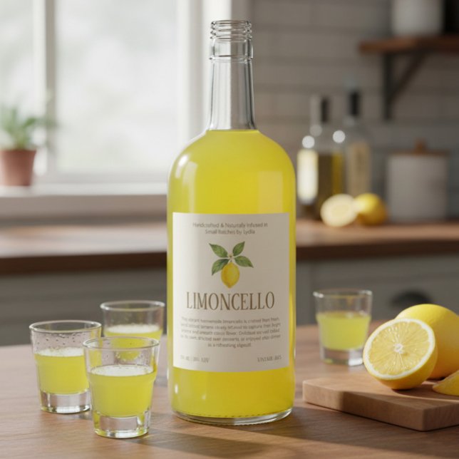 Elegant Hantverkad Limoncello Vinflaska Etikett (Skapare uppladdad)