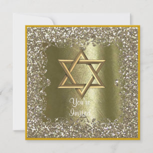ELEGANT HANUKKAH CRYSTAL Guld Gnistra Inbjudan