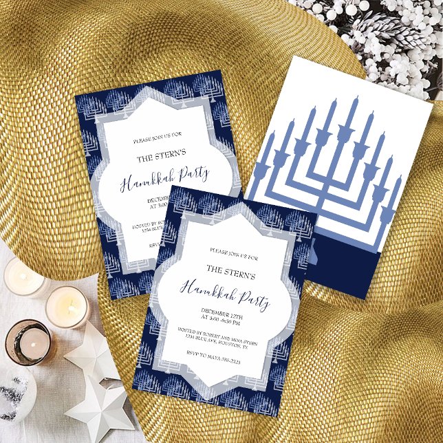 Elegant Hanukkah-fest Menorah-mönster Inbjudningar (Skapare uppladdad)