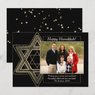 Elegant Hanukkah Guld Modern Star of David Photo Julkort