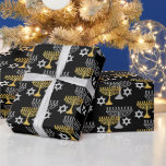 Elegant Hanukkah Helgdag Mönster Guld Presentpapper<br><div class="desc">Digital Art</div>