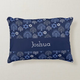 Elegant Hanukkah Helgdag Mönster Prydnadskudde