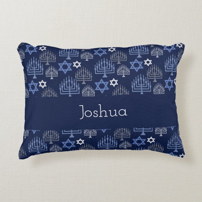 Elegant Hanukkah Helgdag Mönster Prydnadskudde (Framsidan)