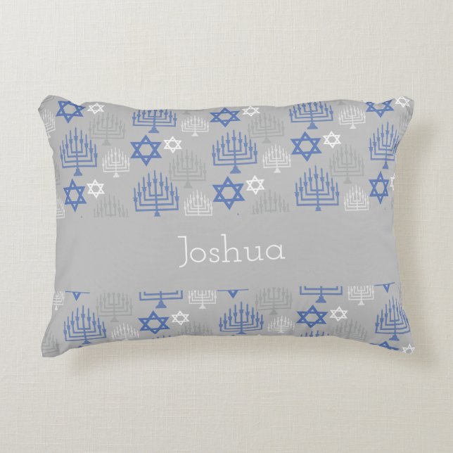 Elegant Hanukkah-helgdagmönster Prydnadskudde (Framsidan)