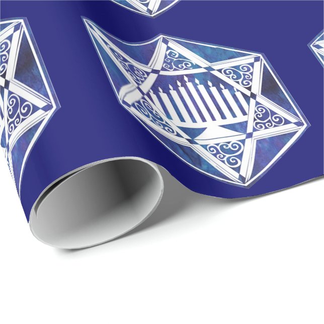 Elegant Hanukkah-ljusstake i Davidsstjärna  Presentpapper (Rullad Hörn)