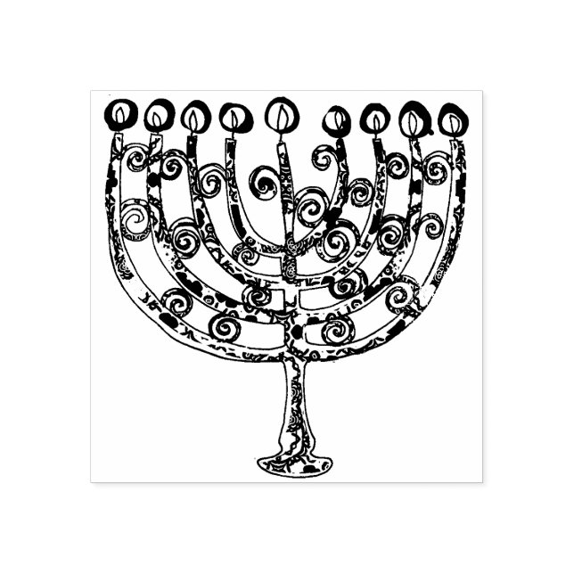 Elegant Hanukkah Menorah Candle Stämpel (Tryck)