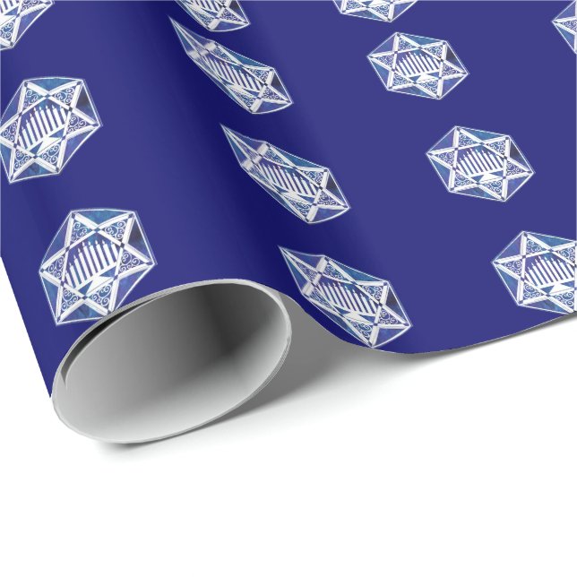 Elegant Hanukkah-menorah i Davidsstjärnans form  Presentpapper (Rullad Hörn)