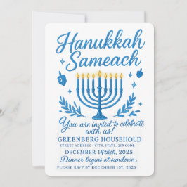 Elegant Hanukkah Sameach Dinner Inbjudningar