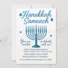 Elegant Hanukkah Sameach Dinner Inbjudningar