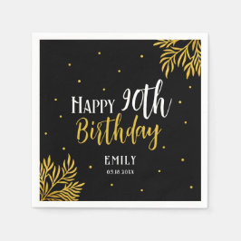Elegant Happy 90th Birthday Gold Foliage Party Pappersservett