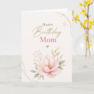 Elegant Happy Birthday Mom Greeting Card Kort