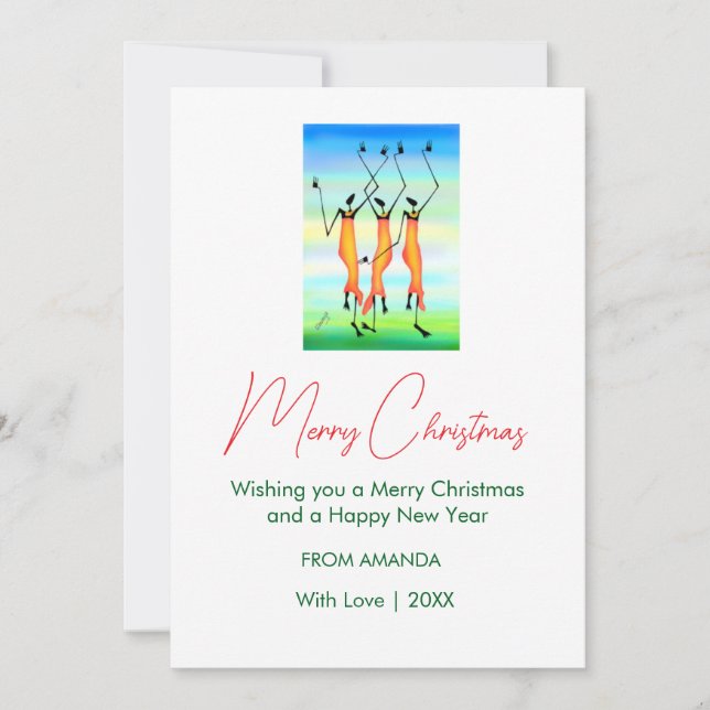 Elegant, Happy Dance Christmas Holiday Card Julkort (Framsida)