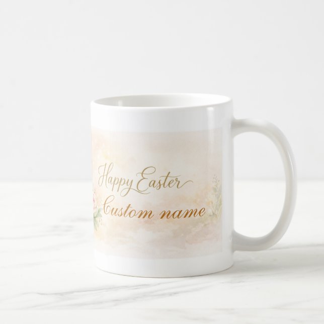 Elegant Happy Easter Mug – customizable  Kaffemugg (Höger)