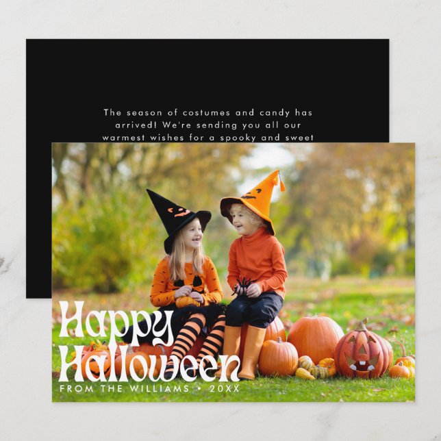 Elegant Happy Halloween Foto Halloween  Kort (Fram/baksida)