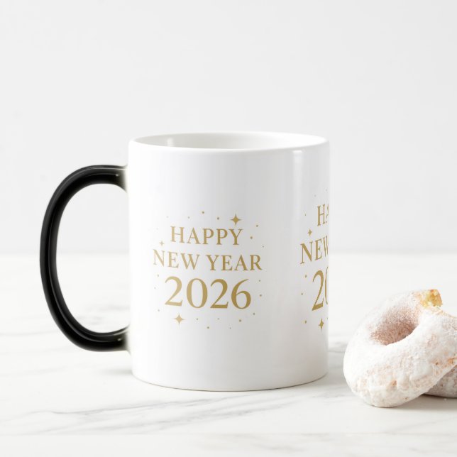 Elegant Happy New Year 2026 Coffee Mug Magisk Mugg (Med munk)