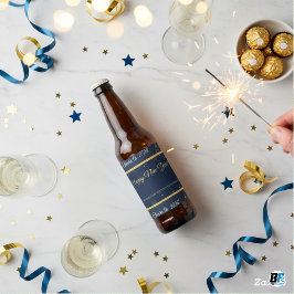 Elegant Happy New Year Beverage Bottle Label Set  Ölflaska Etikett