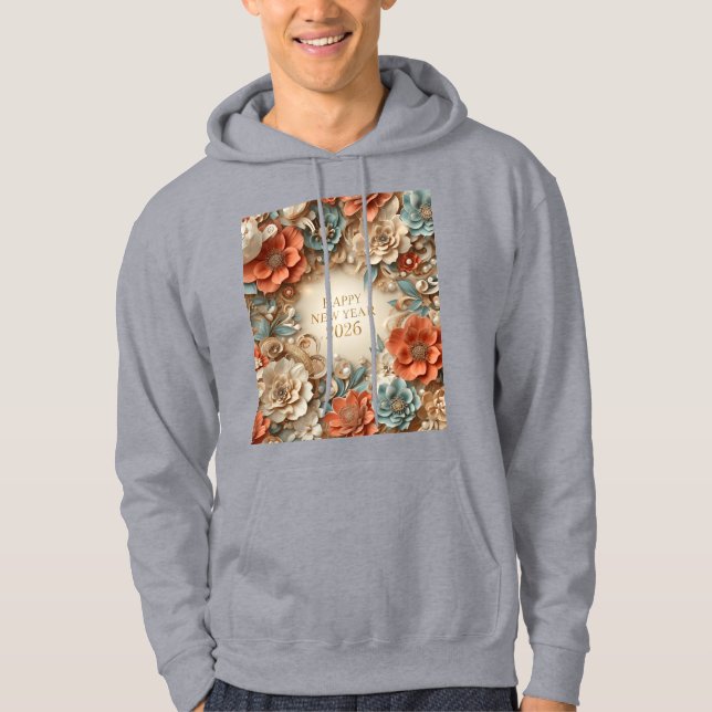 elegant happy new year floral hoodie (Framsida)