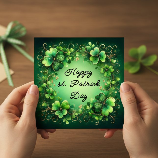 Elegant Happy St Patrick’s Day Shamrock Wreath Car Julkort (Skapare uppladdad)