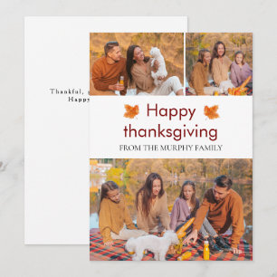Elegant Happy thanksgiving Höst löv 3-foto Julkort