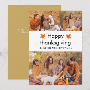 Elegant Happy thanksgiving Höst löv 3-foto Julkort