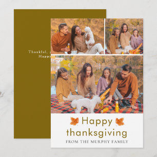 Elegant Happy thanksgiving Höst löv 3-foto Julkort