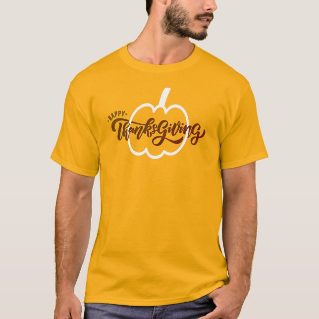 Elegant Happy thanksgiving med Cute Pumpkin T-Shi T Shirt (Framsida)