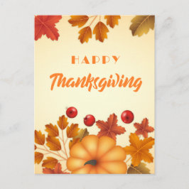 Elegant Happy thanksgiving med Pumpkin och Löv Helg Vykort