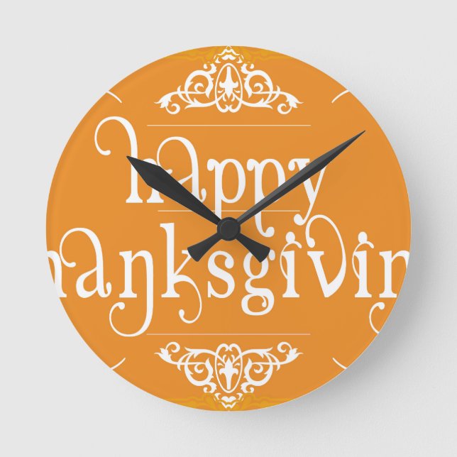 elegant happy thanksgiving rund klocka (Framsida)