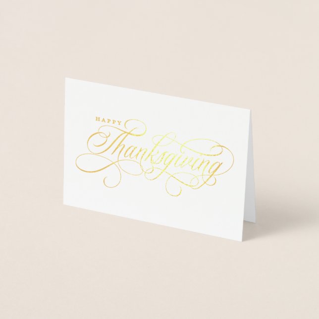 Elegant Happy thanksgiving skriptdesign Folierat Kort (Framsida)