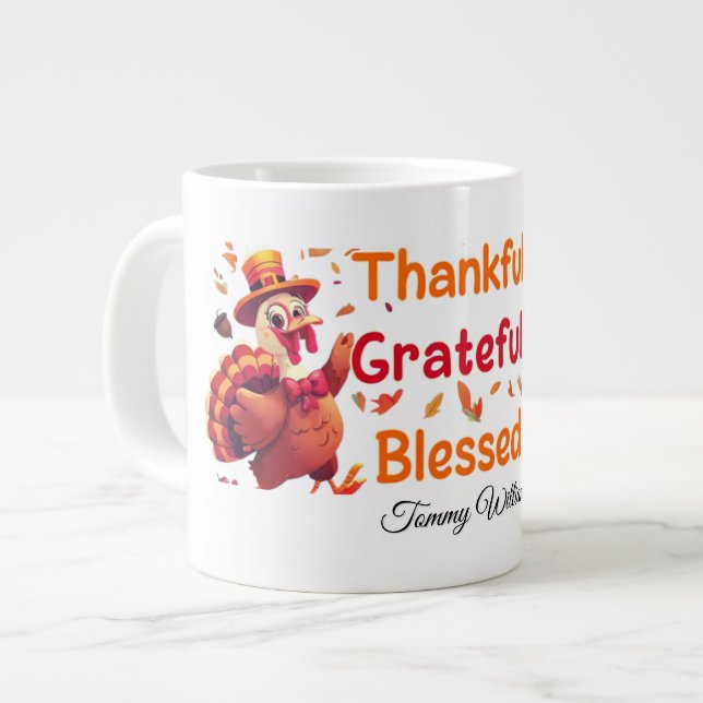Elegant Happy thanksgiving Turkiet Jumbo Mugg (Framsida vänster)