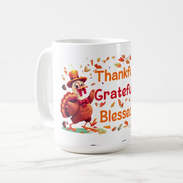 Elegant Happy thanksgiving Turkiet Kaffemugg (Framsida vänster)