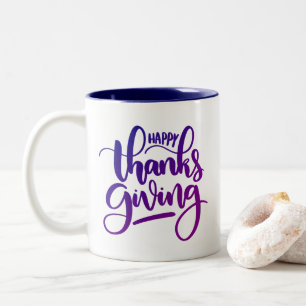 Elegant Happy thanksgiving Typografi Två-Tonad Mugg