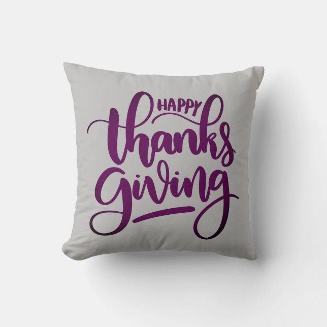 Elegant Happy thanksgiving Typografi utomhus Kudde (Framsida)