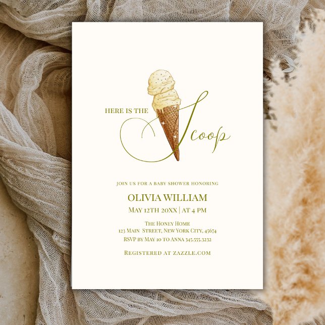Elegant Här är Scoop Ice Cream Baby Shower Inbjudningar (Elegant Here's The Scoop Ice Cream Baby Shower Invitation)