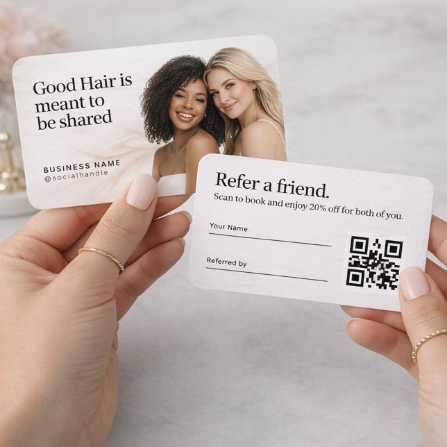 Elegant Hår Recommenderad Fotokort Design Visitkort (Skapare uppladdad)