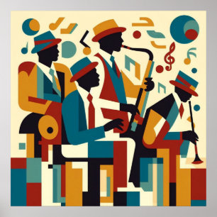 Elegant Harlem Renaissance Abstrakt Jazz-kvartette Poster
