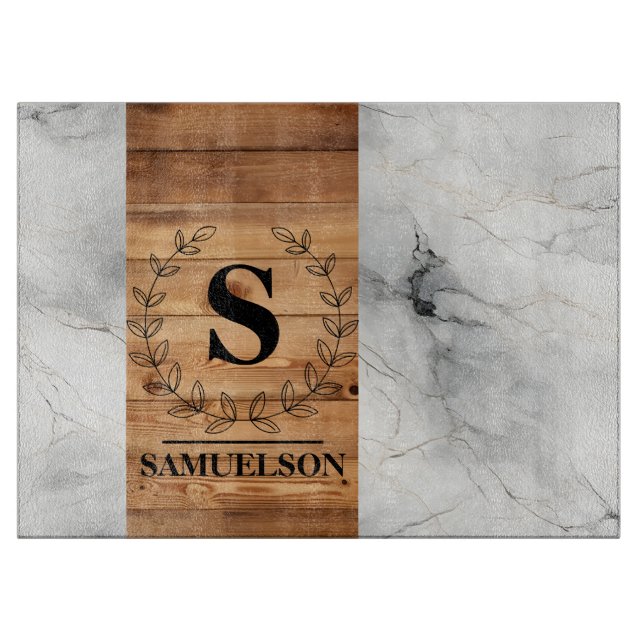 Elegant Harmony: Träskivor och marmor (Framsidan)