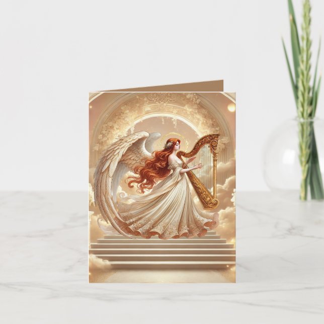 Elegant harp Angel add your message  Anteckningskort (Framsida)
