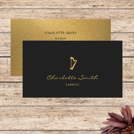 Elegant Harp Guld & Black Professionell Musician Visitkort