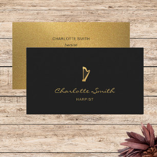 Elegant Harp Guld & Black Professionell Musician Visitkort