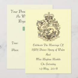 Elegant Harry & Meghan kunglig bröllopinbjudan Inbjudningar