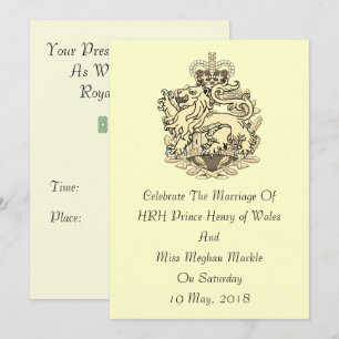 Elegant Harry & Meghan kunglig bröllopinbjudan Inbjudningar